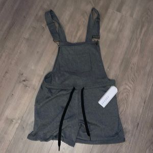Heather Gray Fabric Overalls